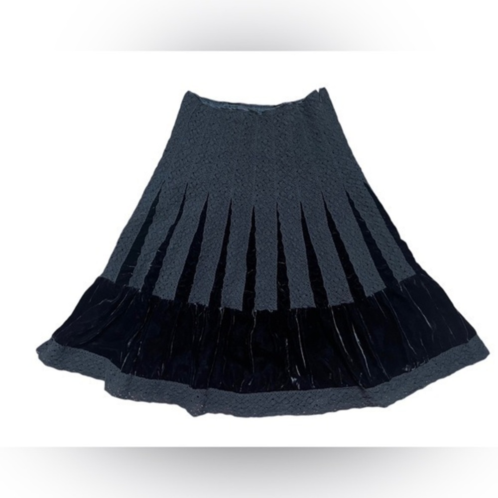 Michael Kors Skirt Women's Black Crochet Lace & Velvet A-Line size 6